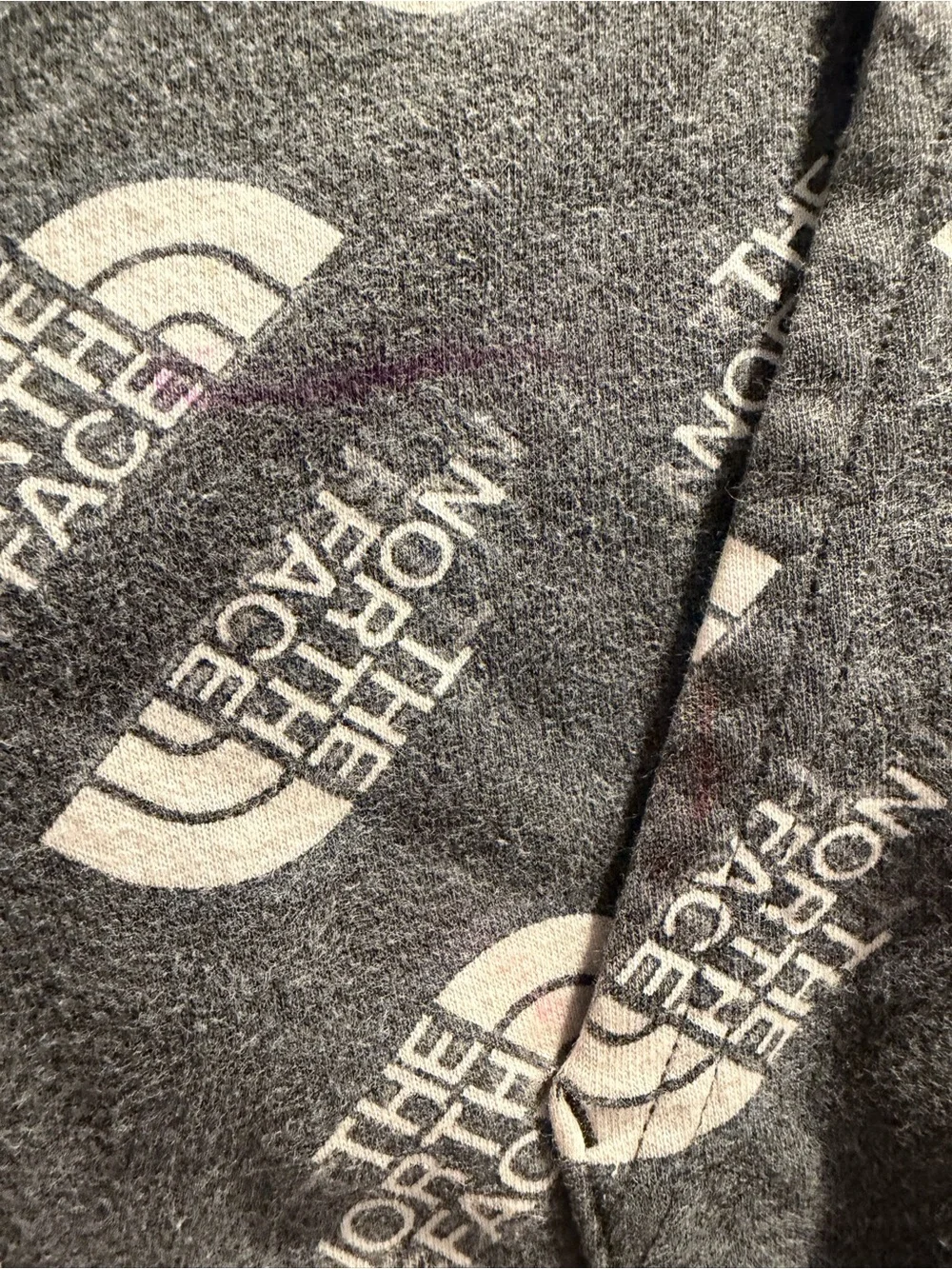 The North Face Men's Gray All-Over Logo Crewneck Hoodie